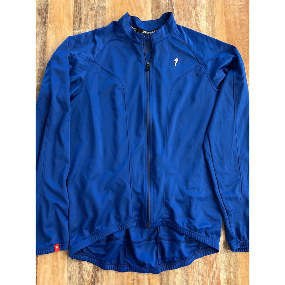 Specialized Mens Blue Long Sleeve Cycling Jersey Full Zip Bike Shirt Large